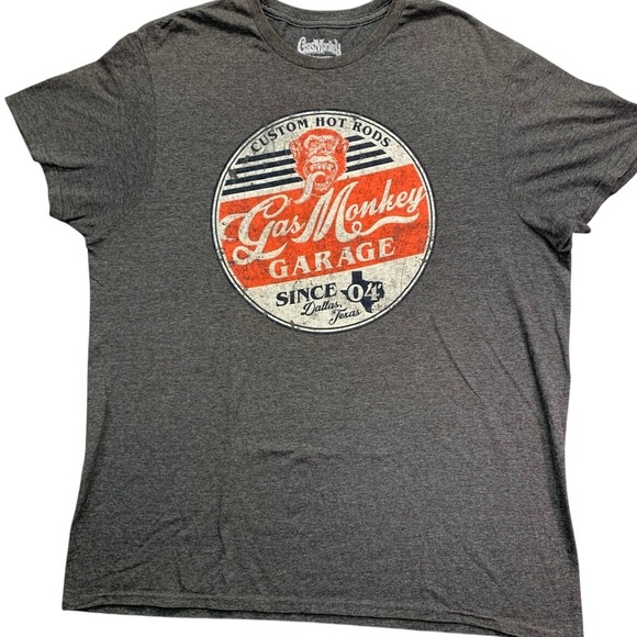 Gas Monkey Other - Hot Rod Garage Graphic Tee Gray Distressed Logo Biker Streetwear L Gas Monkey